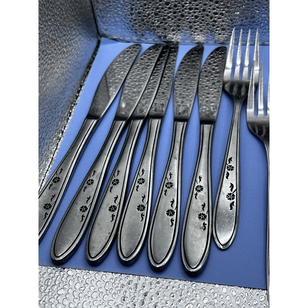Vintage Imperial Stainless Steel Flatware Flower Dance Korea Lot‎ of 16